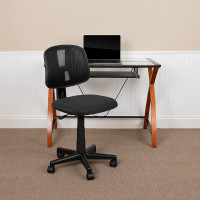 Flash Furniture LF-134-BK-GG Flash Fundamentals Mid-Back Black Mesh Swivel Task Office Chair with Pivot Back, BIFMA Certified